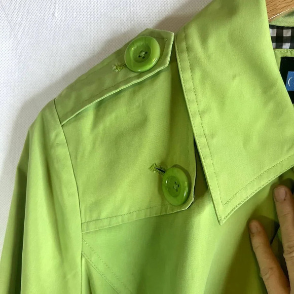 Relativity Lime Green Short Trench Jacket Double Breasted Size Medium - Picture 4 of 14